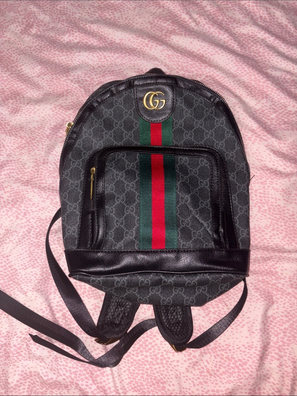 Backpack with Red and Green Web Stripe